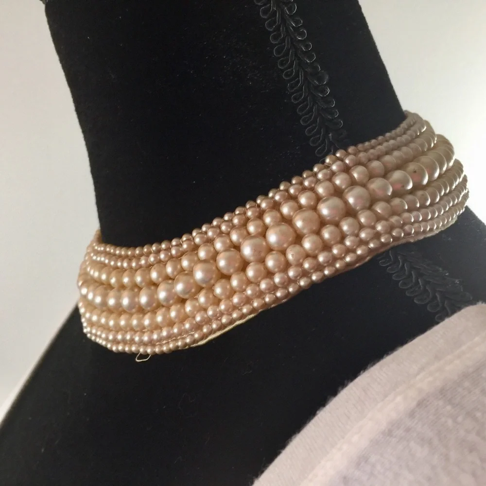 Vtg 50’s Faux Pearl Collar Glentex “Made in Japan”